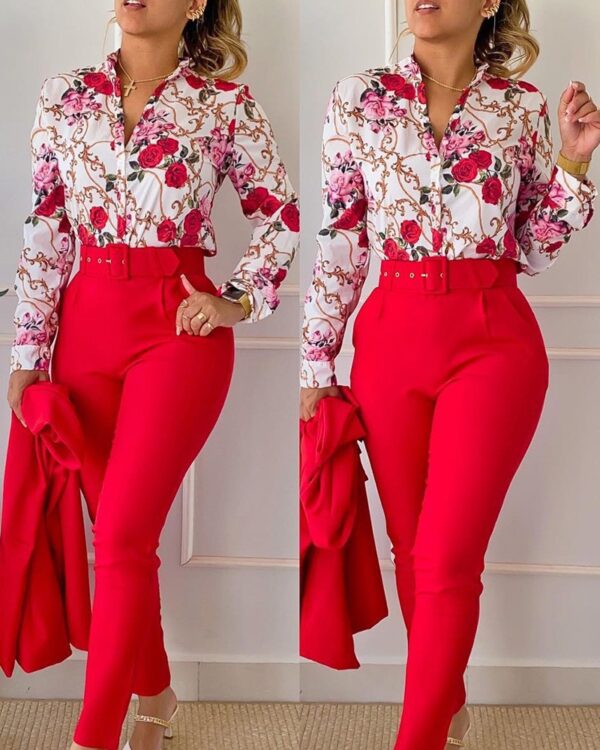 Spring Sweet Style Fresh Sweet Women's Polyester Long Sleeve Fashion Casual Set (No Coat) New - Image 3