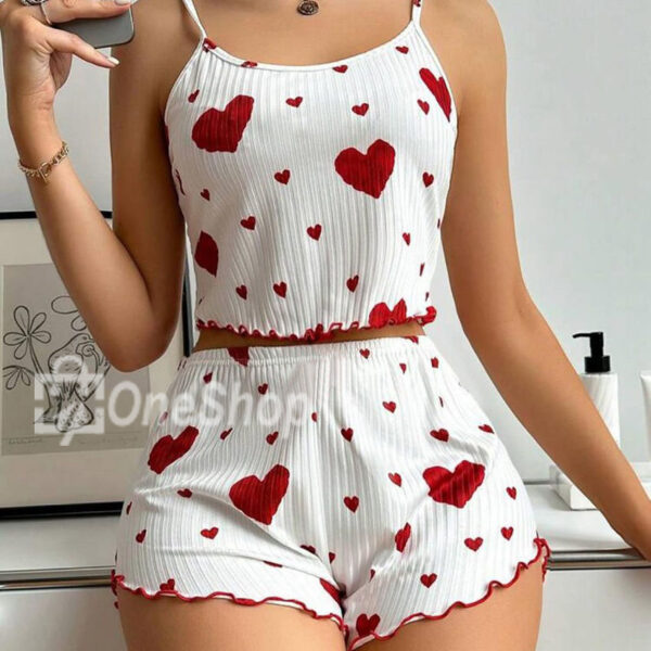 Cute sling sweet sleeveless Japanese print two-piece summer suit fresh thin ins outer wear casual