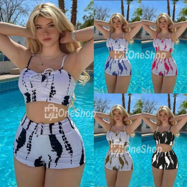 European and American bikini new foreign trade cross-border Amazon high waist boxer swimsuit manufacturer transparent swimsuit two-piece set